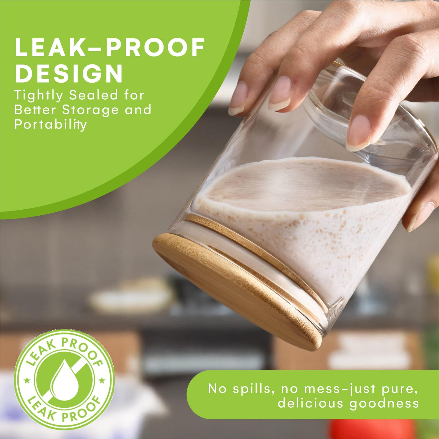 Prosumer's Choice Sugar Containers (4.9" X 3.3") for Countertop - Glass Jars for Food Storage with Bamboo Airtight Lid and Spoon - Clear Canisters…