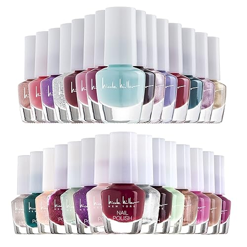 Nicole Miller Mini Nail Polish Set - Glossy, Vibrant Colors for Fingernails & Toenails, 2 Pack Trendy and Floral Collection
