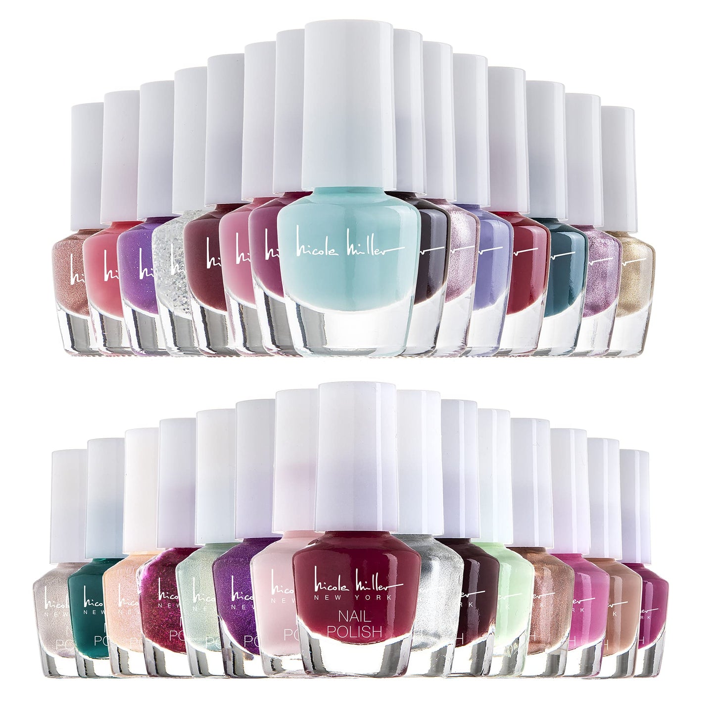 Nicole Miller Mini Nail Polish Set - Glossy, Vibrant Colors for Fingernails & Toenails, 2 Pack Trendy and Floral Collection