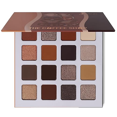 Juvia's Place Coffee Shop Eyeshadow Palette - 16 Pan Palette, Tan, Auburn, & Rich Dark Chocolate, Mattes and Shimmers, Highly Pigmented and Buttery…