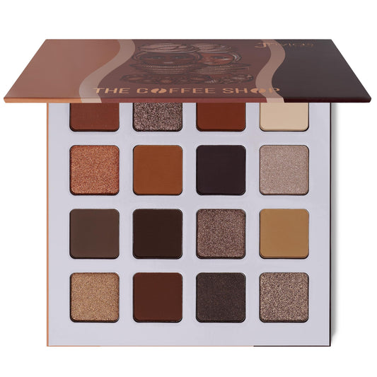 Juvia's Place Coffee Shop Eyeshadow Palette - 16 Pan Palette, Tan, Auburn, & Rich Dark Chocolate, Mattes and Shimmers, Highly Pigmented and Buttery…