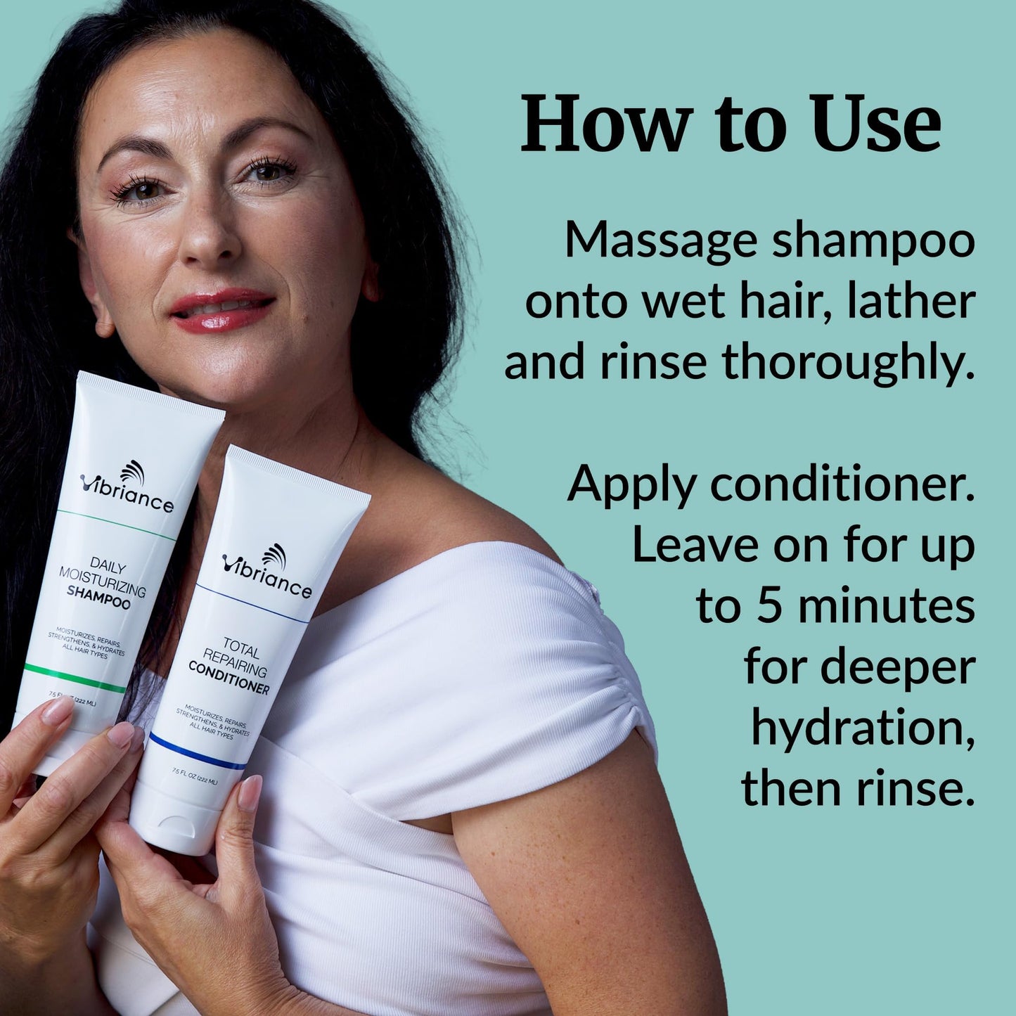 Vibriance Shampoo and Conditioner Set - Strengthening Wash Infused with Biotin for Dry, Damaged, Aging Hair - Deeply Hydrating, Moisturizing