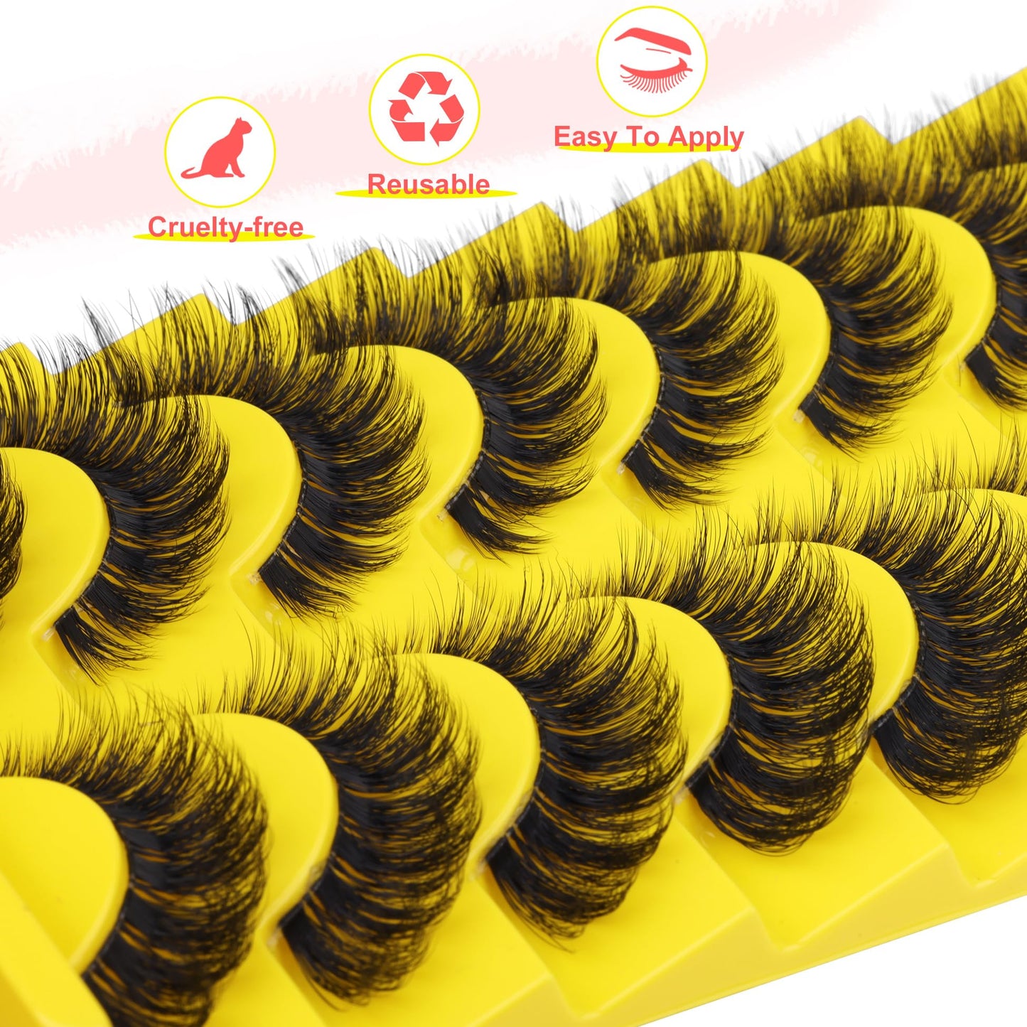 ALICE Cat Eye Lashes Russian Strip Lashes False Eyelashes Clear Band Eyelashes Dramatic Faux Mink Lashes 8 Pairs