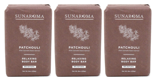 Sunaroma Soap Bar Patchouli 8 Ounce (Pack of 3)