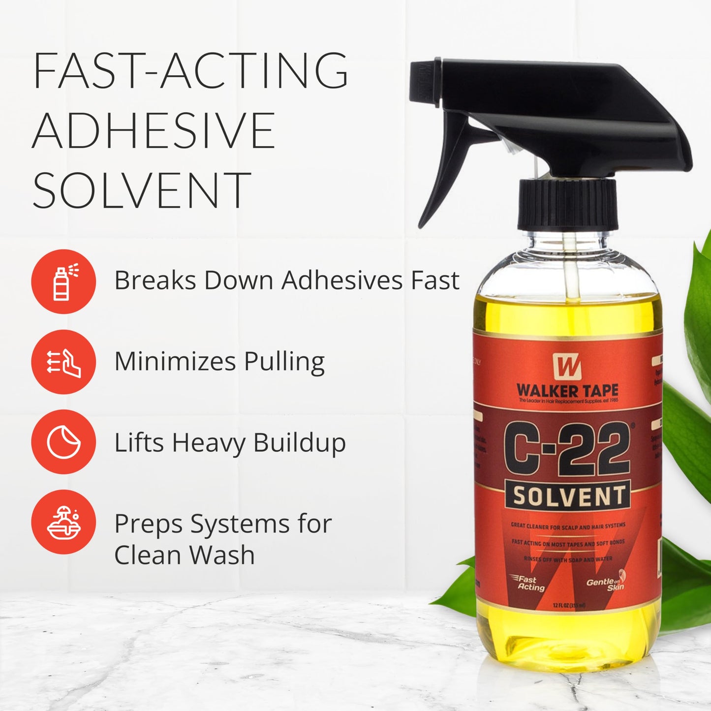 Walker Tape C-22 Adhesive Solvent Spray 12 oz, Fast-Acting Bond Remover for Wig Tape, Lace Systems, and Tape in Hair Extensions Human Hair, Quick Beauty and Personal Care Walker Tape