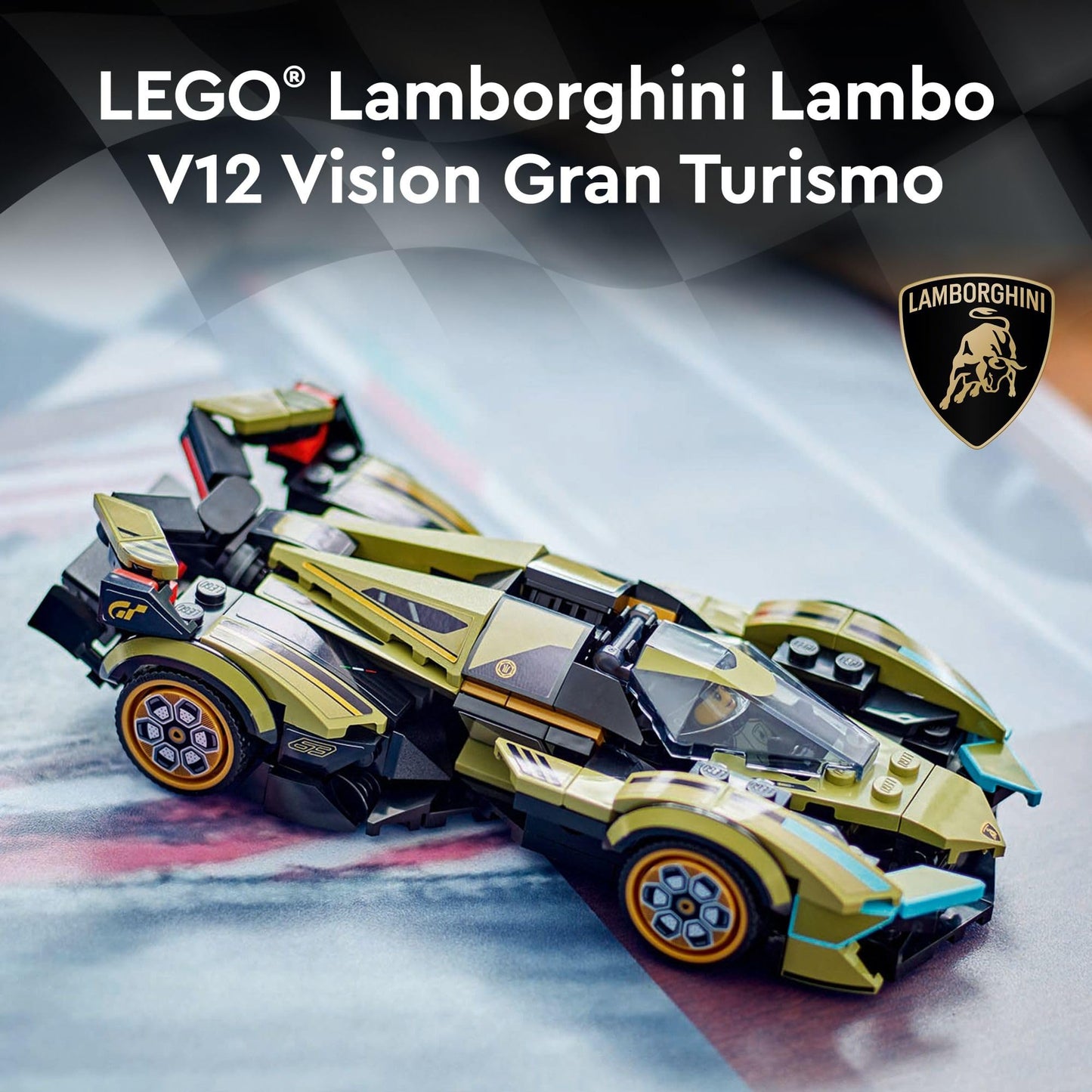 LEGO Speed Champions Lamborghini Lambo V12 Vision GT 76923, Supercar Building Toy for Kids, F1 Vehicle Model Car Gift for Boys, Girls & Fans