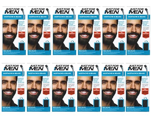 JUST FOR MEN Color Gel Mustache & Beard M-55 Real Black 1 Each (Pack of 12)
