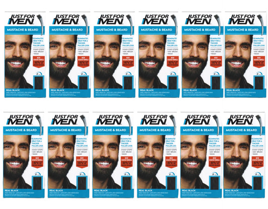 JUST FOR MEN Color Gel Mustache & Beard M-55 Real Black 1 Each (Pack of 12)