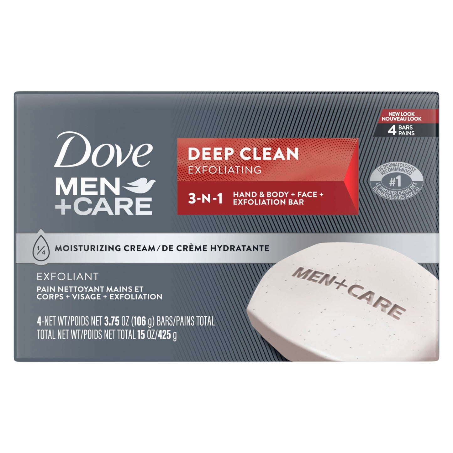 Dove Men+Care Men's Bar Soap Deep Clean 4 Bar More Moisturizing Than Bar Soap Effectively Washes Away Bacteria, Nourishes Your Skin 3.75 oz