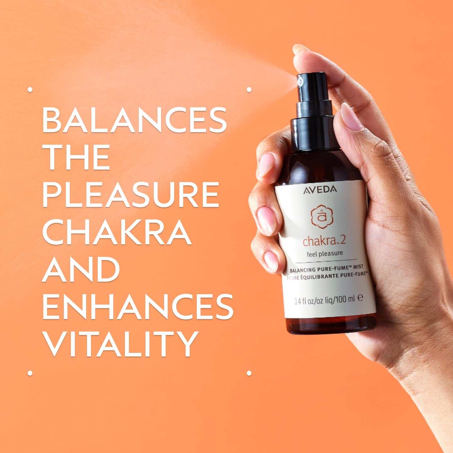 Aveda Chakra 2 Balancing Pure-Fume Mist: Balanced | Body & Room Spray | Balances Pleasure Chakra | With Sandalwood, Certified Organic Orange