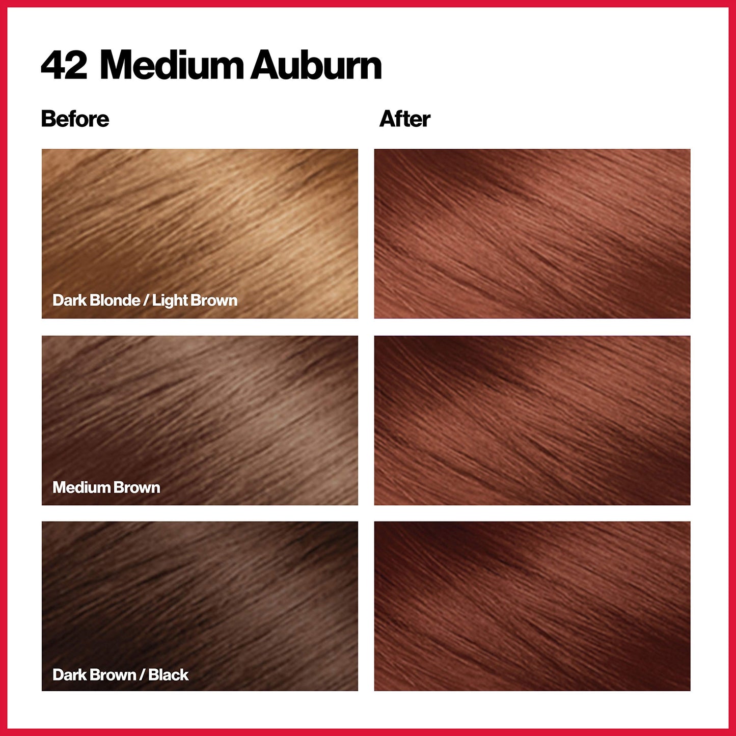 Revlon Permanent Hair Color, Permanent Hair Dye, Colorsilk with 100% Gray Coverage, Ammonia-Free, Keratin and Amino Acids, 42 Medium Auburn, 4.4 Oz