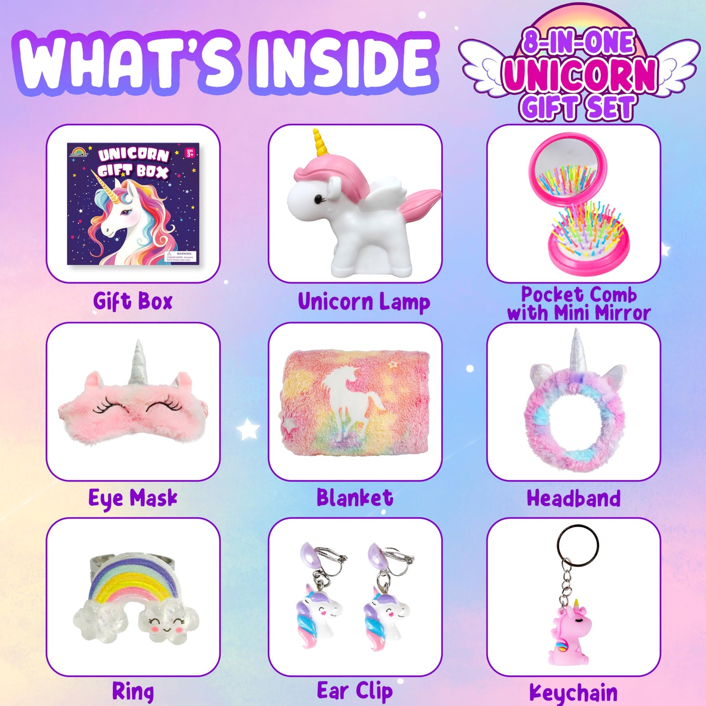 Unicorn Gifts for Girls, Glow in The Dark Blanket, Night Light Kit, Magical Unicorn Toys for Kids, Soft Blanket for Girls Ages 3 4 5 6 7 8 Years Old.