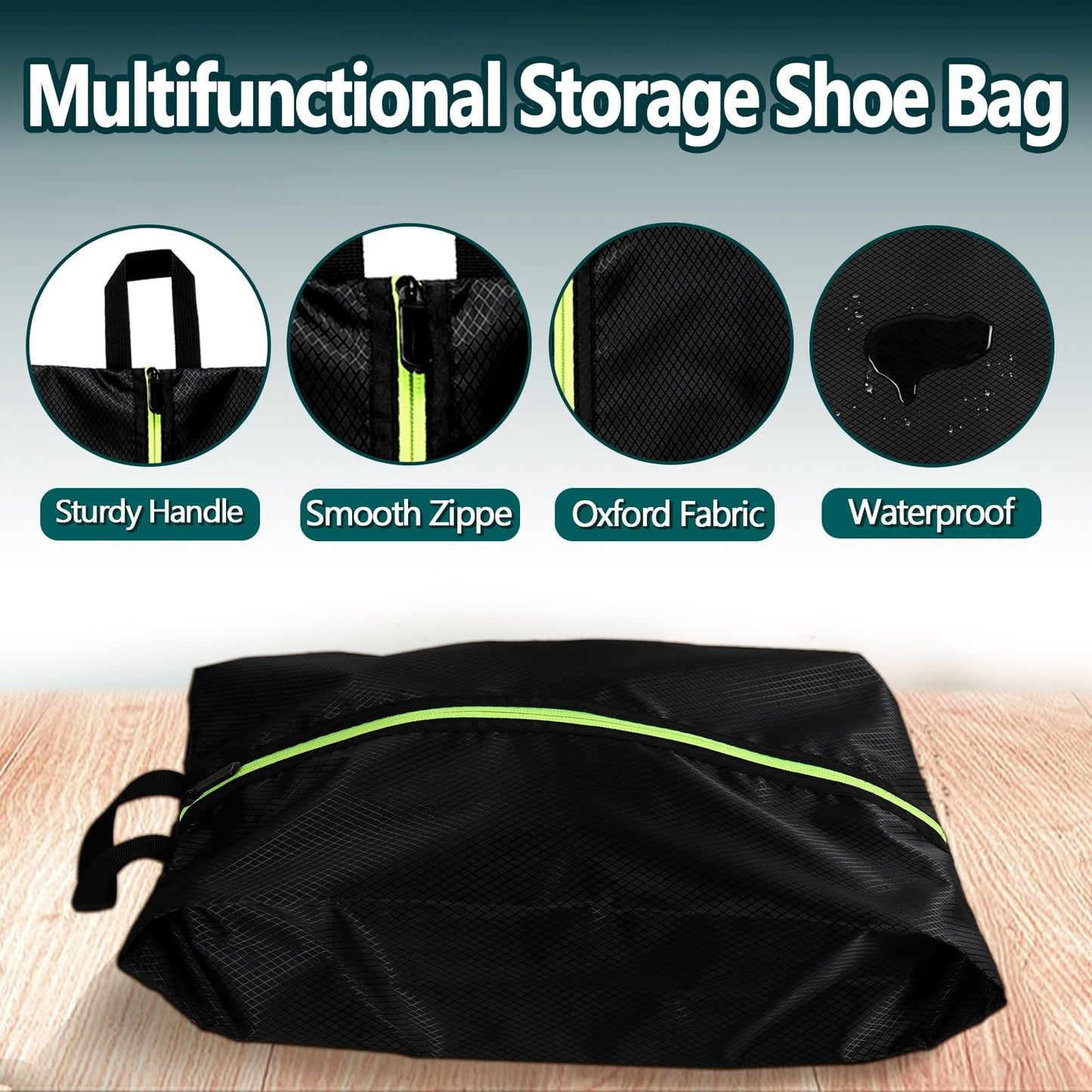 Eopres 3-Pack Travel Shoe Bags – Large Oxford Fabric, Dustproof & Waterproof, Multi-Functional Storage for Men & Women, Black