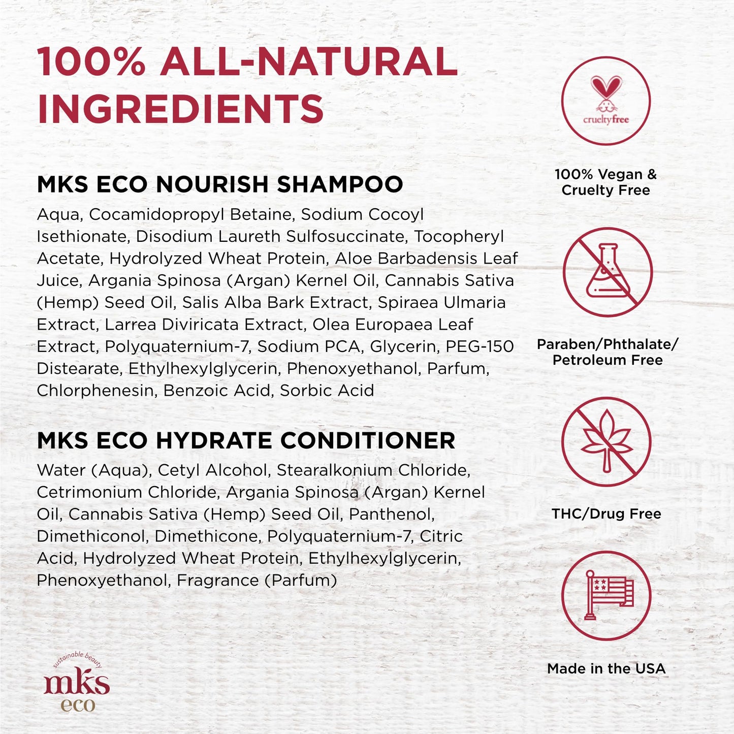 Earthly Body MKS eco Nourish Shampoo, Isle of You (25 fl oz) + MKS eco Hydrate Conditioner, Isle of You (25 fl oz) - Moroccan Argan Oil, Hemp Seed Oil