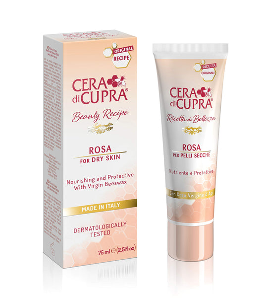 CERA DI CUPRA Rosa Face Cream Moisturizer for Dry Skin - Nourishing and Protective Formula with Virgin Beeswax (2.54 Fl Oz / 75 ml)