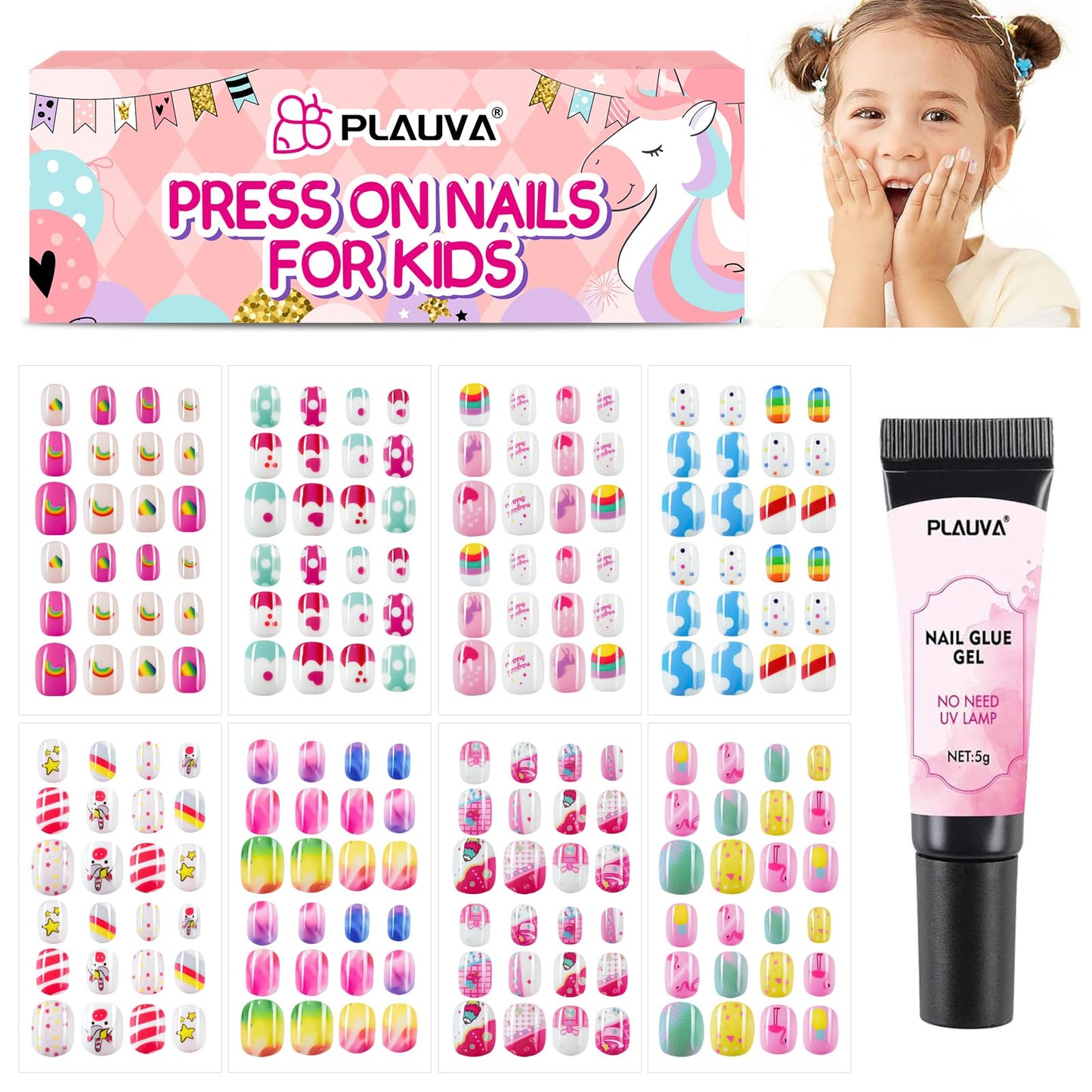 Plauva 26 Pieces Press on Nails for Kids, Children Red French Tip Short Almond Fake Nails with Red Cherry Glossy for Kids Teenager Girls 8-12 Years Beauty and Personal Care Plauva Default Title