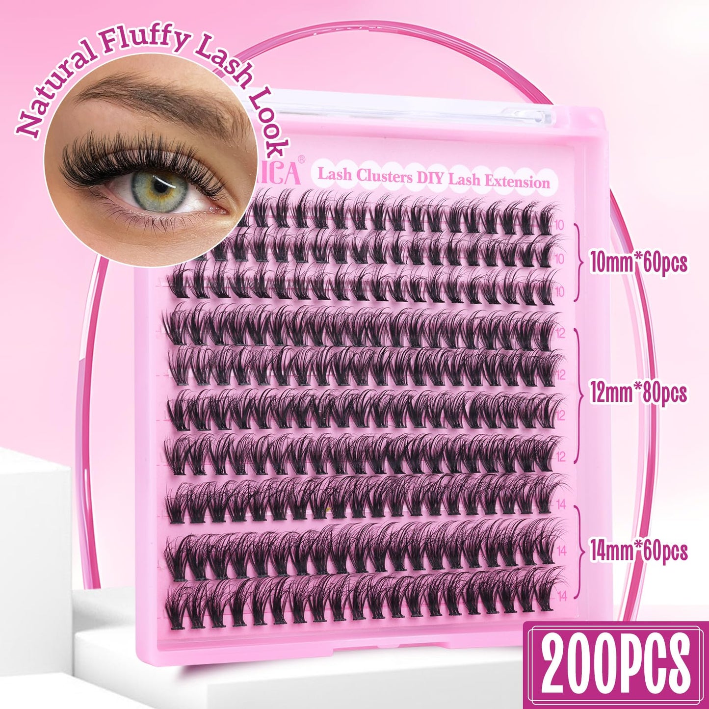 Yawamica Wispy Lash Clusters Natural Eyelash Extension 10-14mm Fluffy Eyelash Clusters CC Curly Individual Lashes Cluster Eyelash Extensions 40D Beauty and Personal Care Yawamica