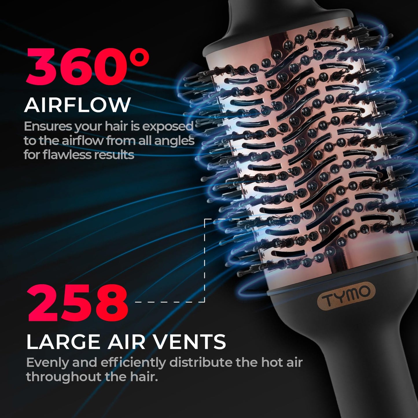 TYMO Hair Dryer Brush Blow Dryer Brush in One, 4 in 1 Ionic Hairdryer and Styler Volumizer with Oval Titanium Barrel, Hot Air Straightener for Smooth