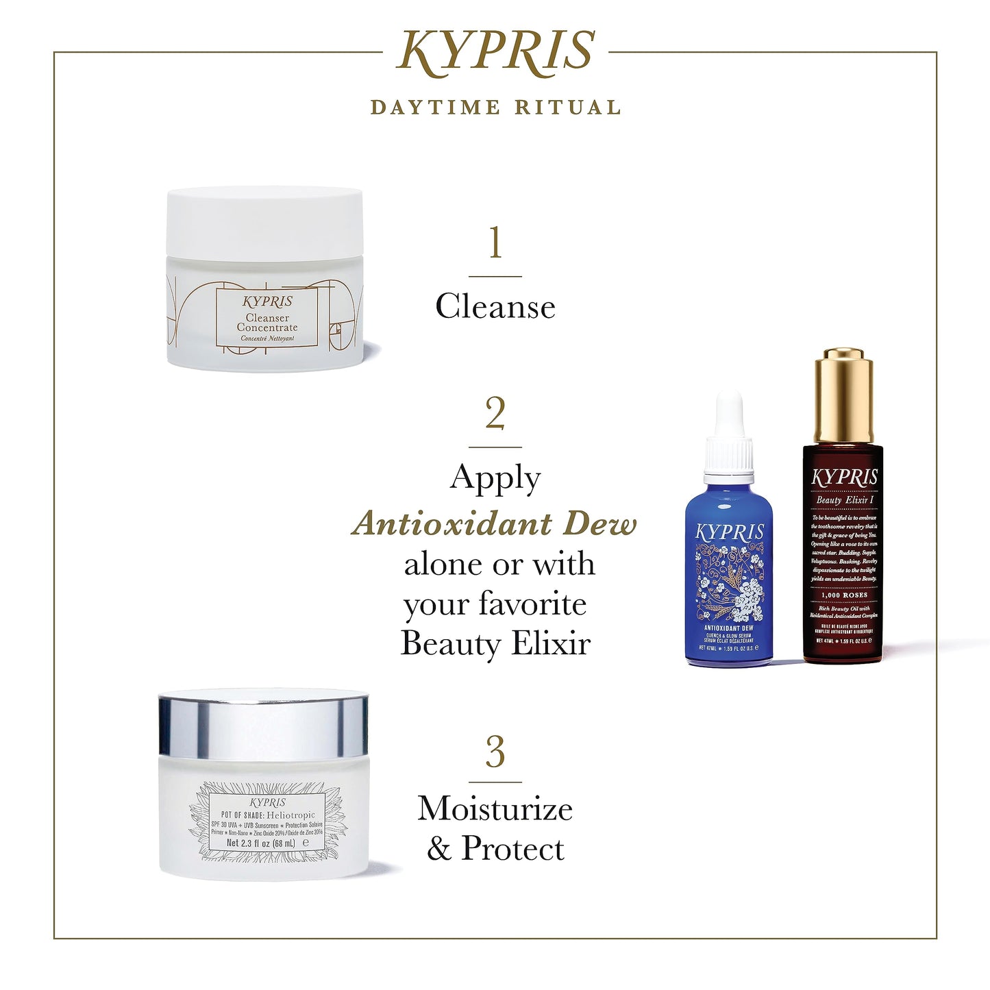 KYPRIS, Antioxidant Dew Quench & Glow Facial Serum, Light Intense Hydration Antioxidant Soothing Serum, Vitamin C & E (1.59 fl oz / 47 ml)