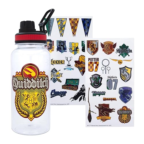 Harry Potter Quidditch 32-Ounce Twist Spout Plastic Water Bottle Jug And Sticker Set From The Wizarding World