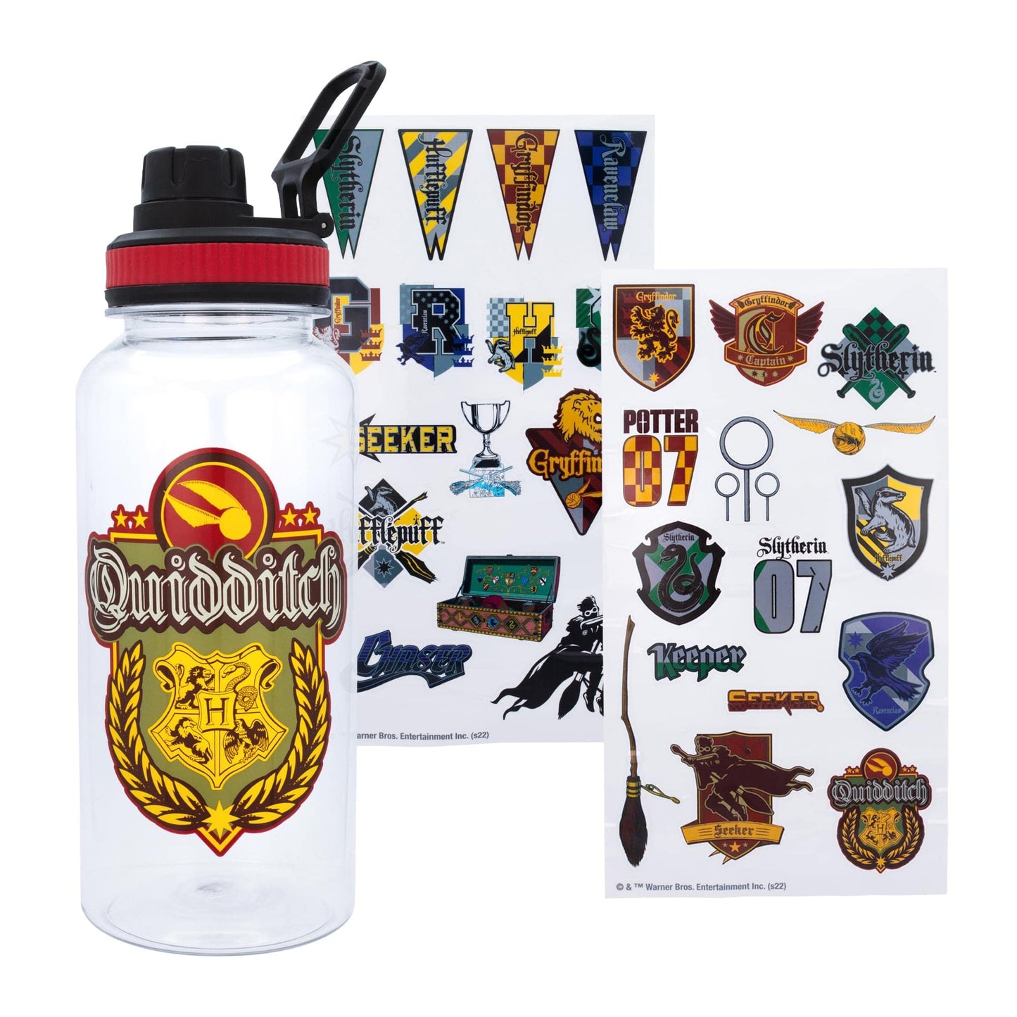 Harry Potter Quidditch 32-Ounce Twist Spout Plastic Water Bottle Jug And Sticker Set From The Wizarding World
