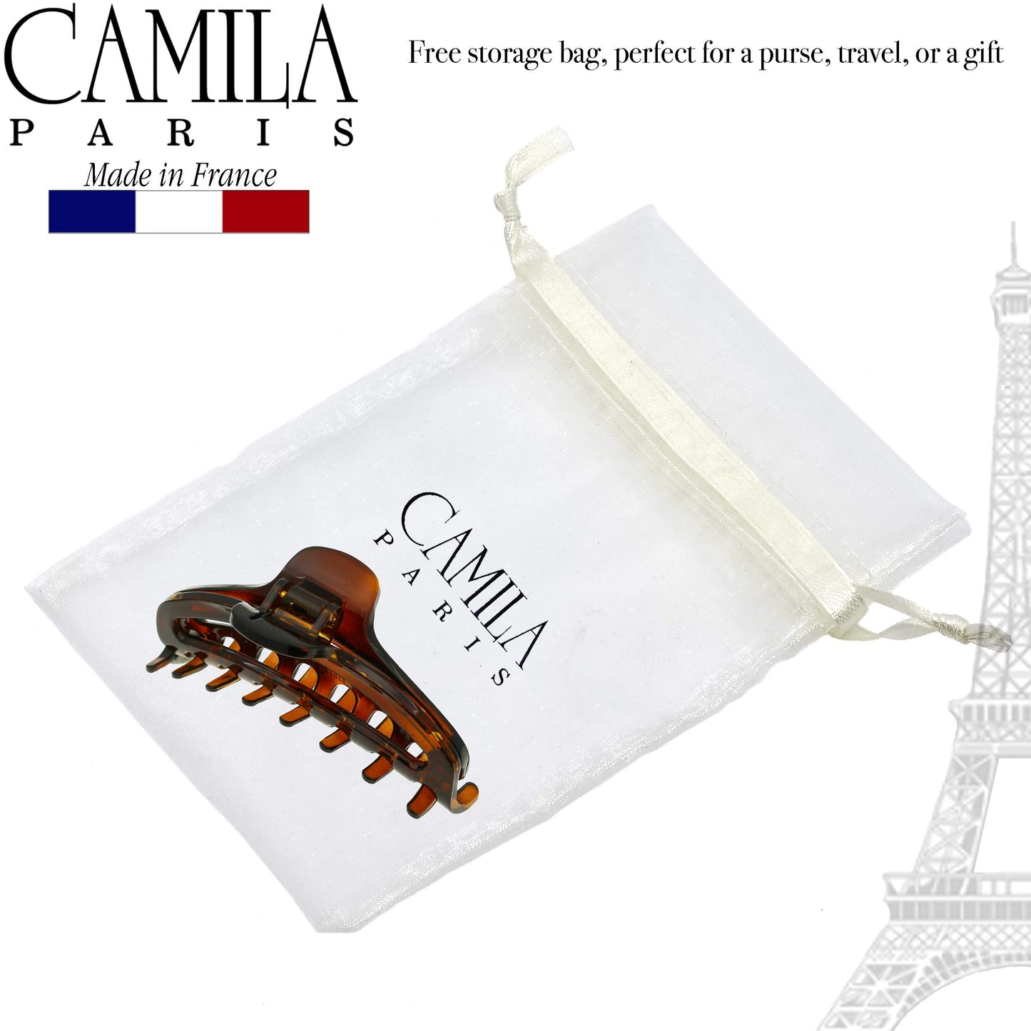 Camila Paris CP2370 French Hair Clip for Women, Medium Narrow, Open, Girls Hair Claw Clips Jaw Fashion Durable and Styling Hair Accessories for Women