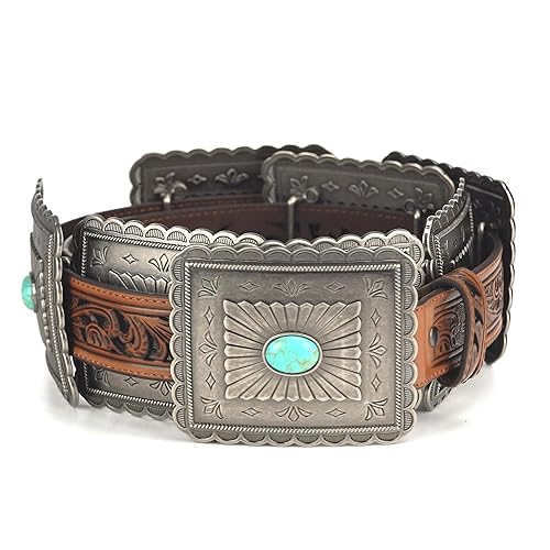 ARIAT Women's Turquoise Concho Western Belt, Tan, X-Large