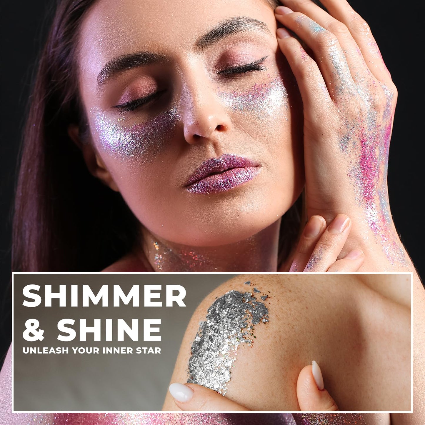 Profusion Cosmetics UFO Body Glitter, Chunky & Fine Pressed Glitter for Face & Body, Long-Lasting Multi-Purpose Sparkly Makeup for Festivals, Parties