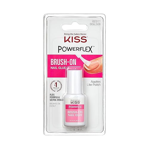KISS Powerflex, Nail Glue for Press On Nails, Nail Bond, Includes 5g Brush-on Glue