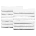 GOLD TEXTILES 12 Pcs New White (20x40 Inches) Cotton Blend Terry Bath Towels Salon/Gym Towels Light Weight Fast Drying