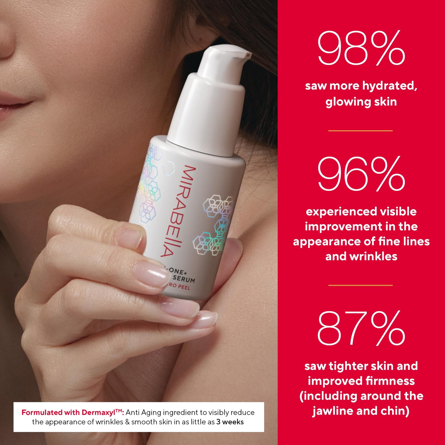 Mirabella All In One Clarifying Serum Micro Peel for Anti Aging - Hydrating 7% Glycolic Acid & 8.8% Lactic Acid Serum Face Peel with AHA BHA