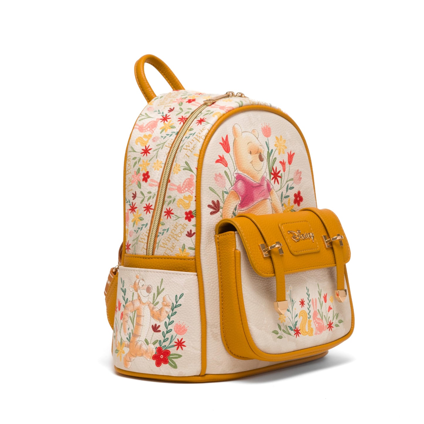 Wondapop Disney Winnie the Pooh Floral 11" Vegan Leather Fashion Mini Backpack