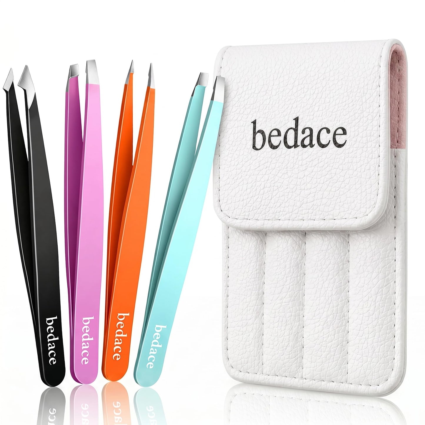 BEDACE Tweezers for Women and Men Facial Hair,Thickened 430 Stainless Steel High Precision and Comfort Slant point Flat Hook tweezer for Eyebrows Beauty and Personal Care bedace