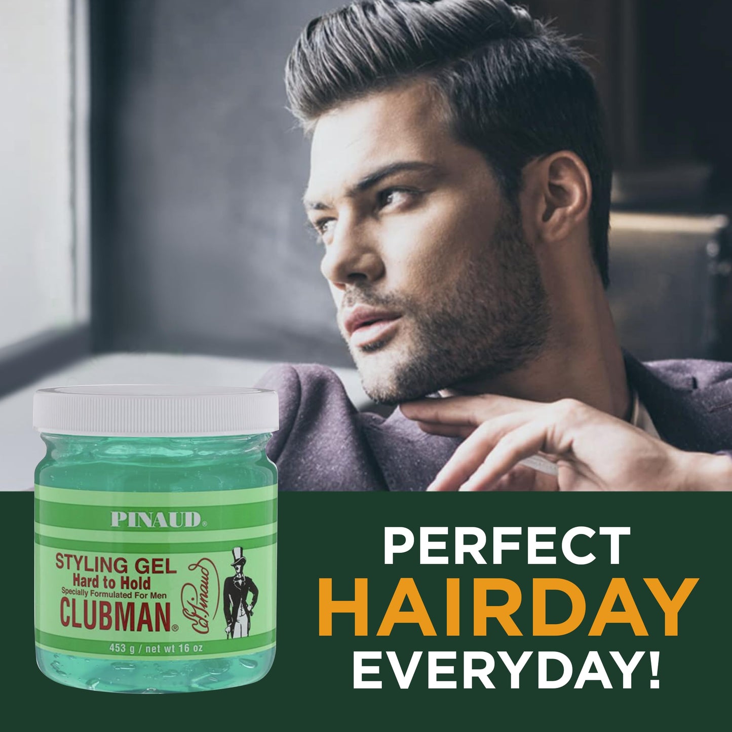 Clubman Pinaud Hard to Hold Styling Gel for Men, Extra Control, 16 Fl Oz (3 Pack)