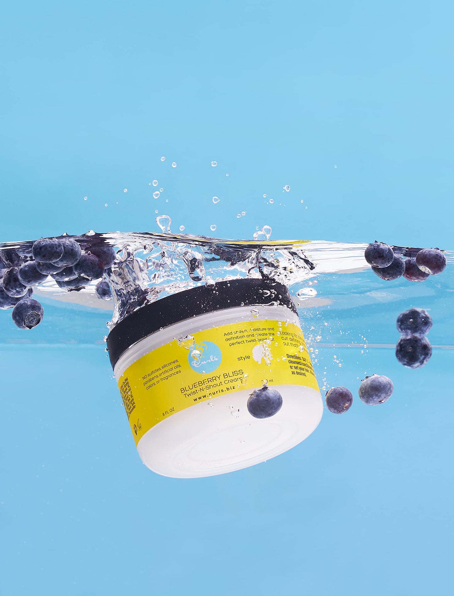 Curls Blueberry Bliss Twist-N-Shout Cream - 8 oz, for the Perfect Twist Outs and Braid Outs, for All Natural Types, Adds Sheen, Moisture,