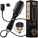 Manual Dual Voltage Blowout Hair Dryer Brush, Professional Hot Air Brush for European Travel 110V-120V/220V-240V, Black Gold Dryer and Volumizer