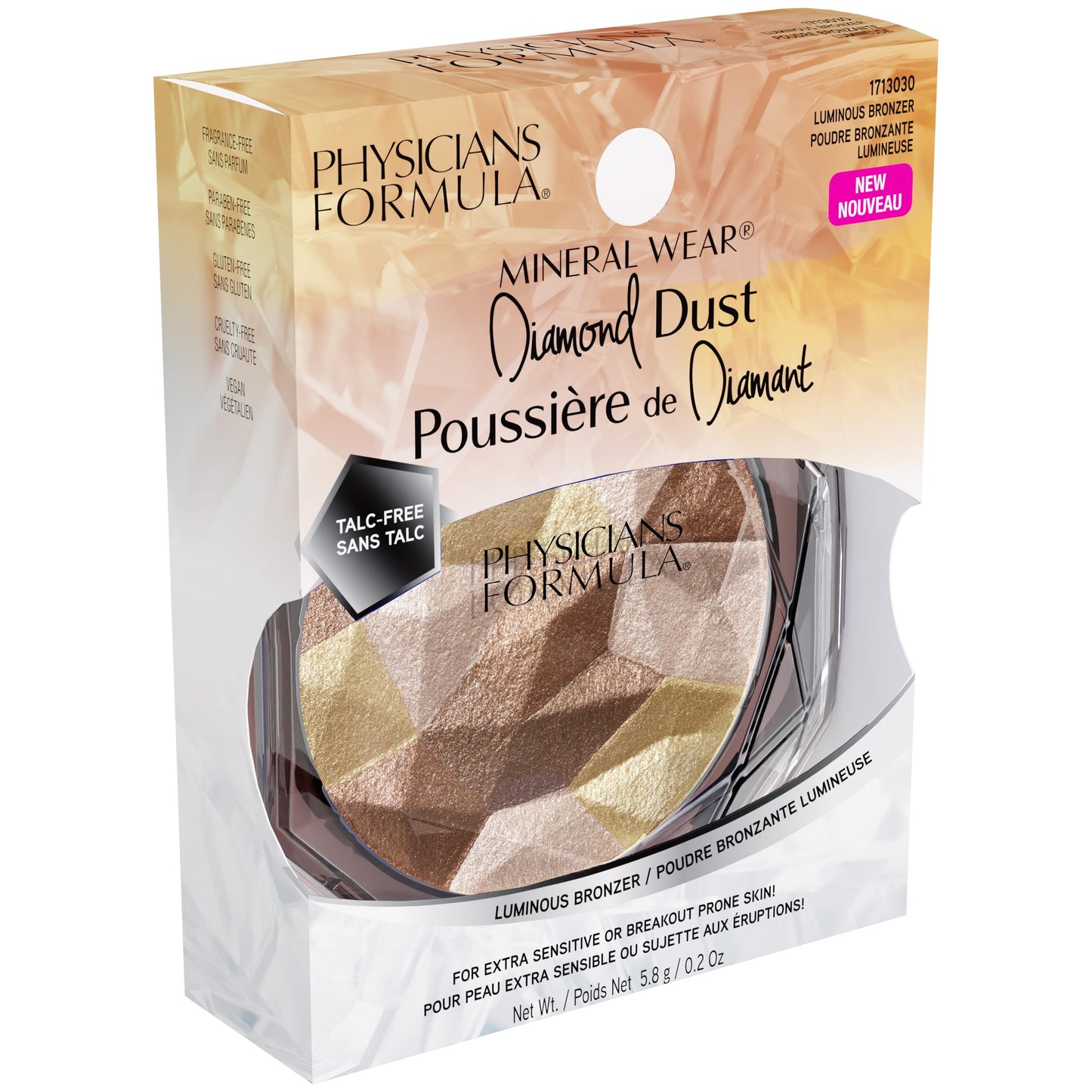 Physicians Formula Mineral Wear Diamond Dust, Vitamin E Mineral Weightless Powder and Serum Hybrid, Warm Radiant Finish, Vegan, Talc-Free