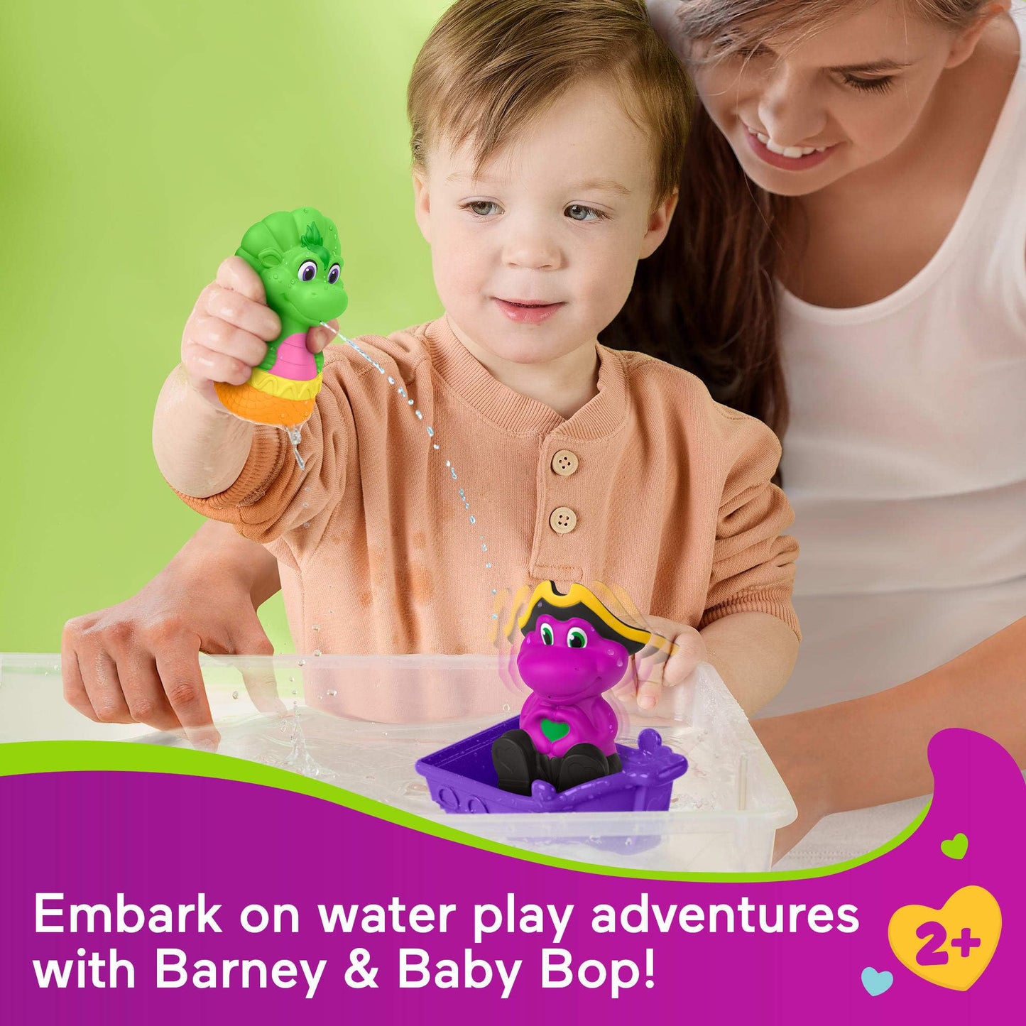 Barney World Toddler Toys, Water Fun Pirate Ship, 4-Piece Set for Water Play Baby Bop, Kids Ages 2+ Years