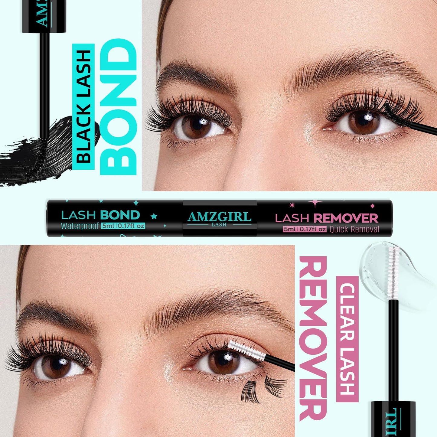 Lash Bond and Seal Eyelash Clusters Glue House of Lash Clusters Mascara Wand Glue 10ml Long Lasting 72 Hours Black Eyelash Adhesive + Lash Seal 2 in 1 Beauty and Personal Care AMZGIRL LASH