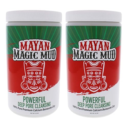 Mayan Magic Mud Powerful Deep Pore Cleansing Calcium Bentonite Clay - 4 lbs (2 Pc) - Bulk Natural Face Mask Peel for Men and Women - USA Made Full