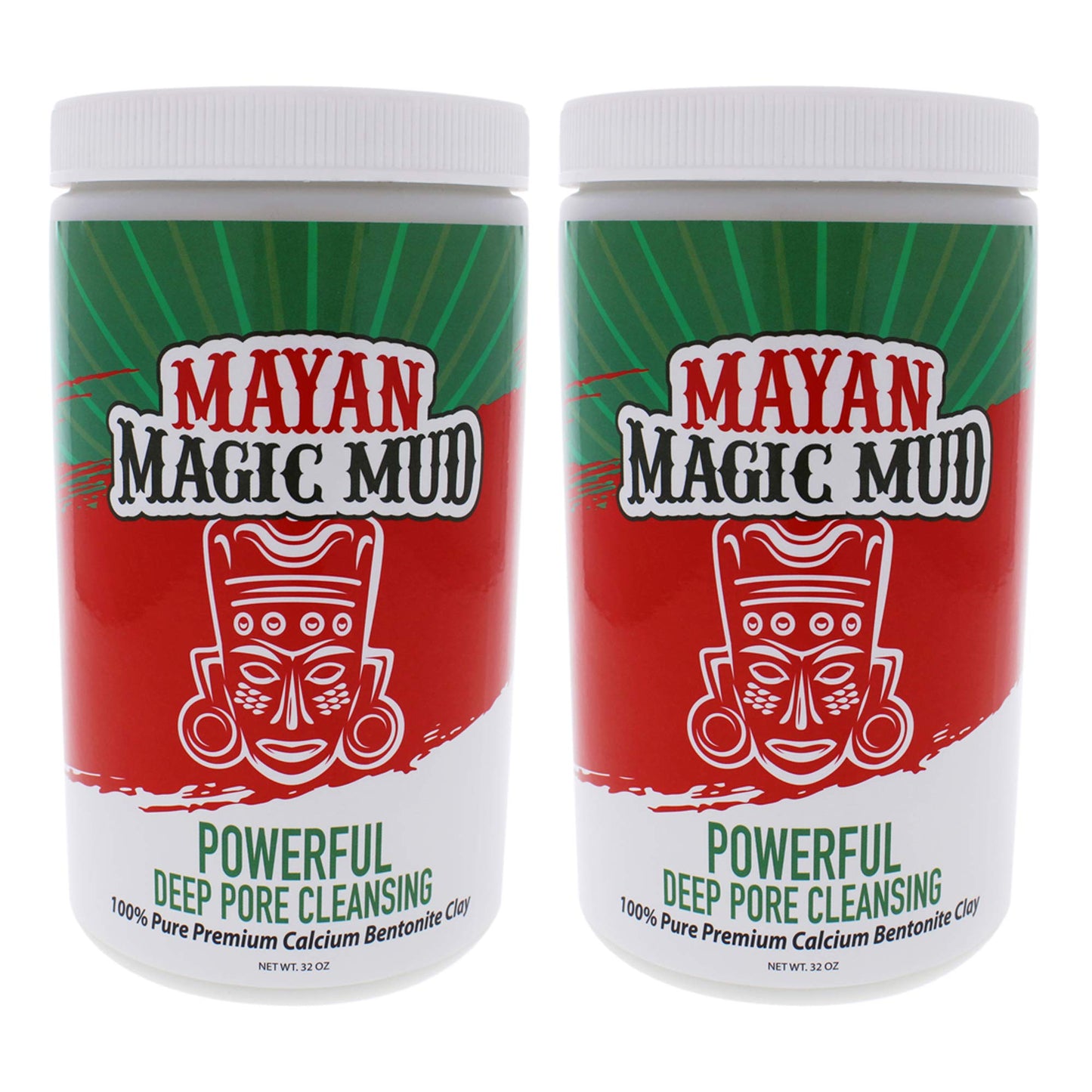 Mayan Magic Mud Powerful Deep Pore Cleansing Calcium Bentonite Clay - 4 lbs (2 Pc) - Bulk Natural Face Mask Peel for Men and Women - USA Made Full
