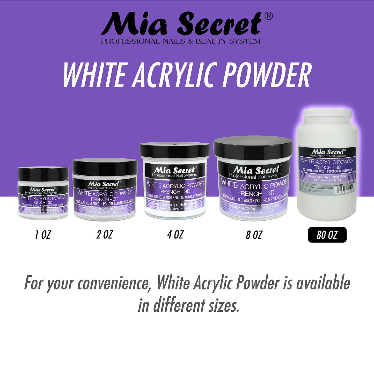 Mia Secret White Acrylic Powder (5LBS) Beauty & Personal Care Mia Secret