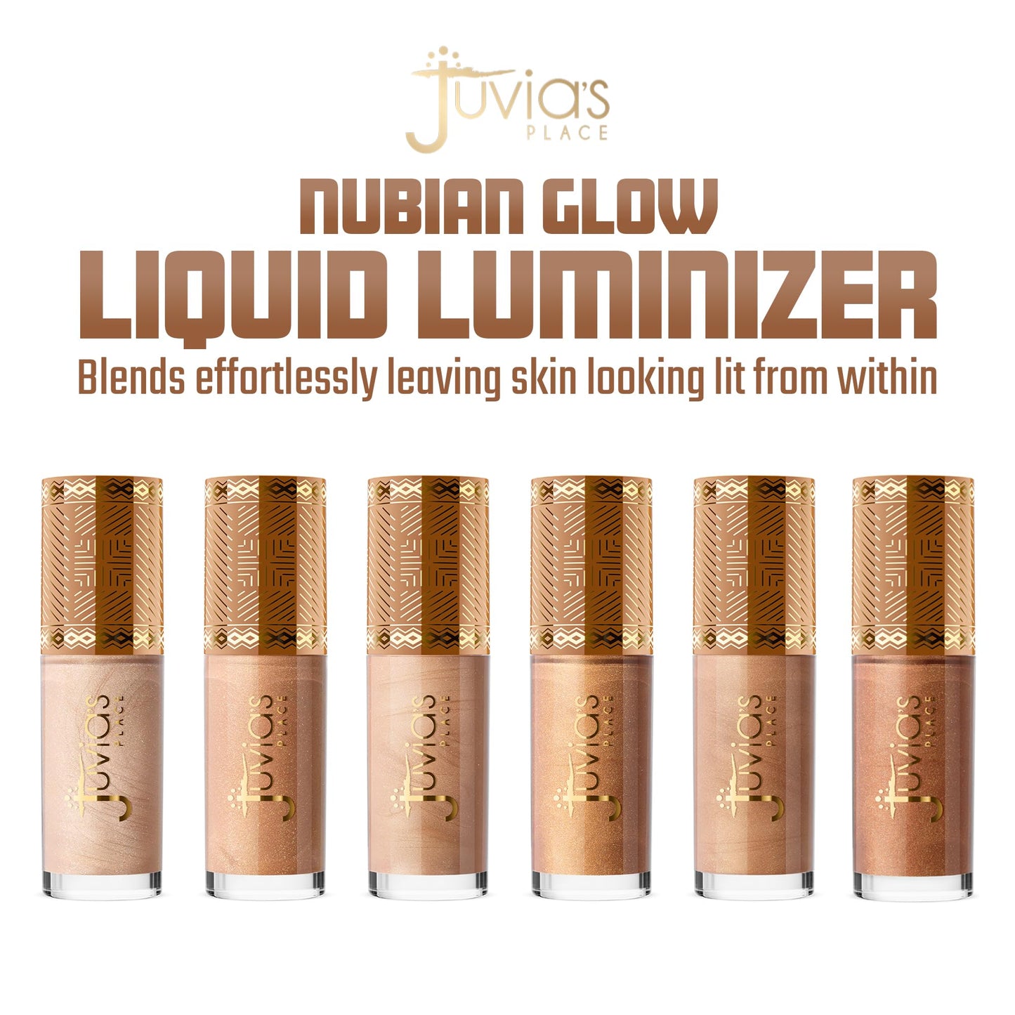 Juvia's Place Nubian Glow Liquid Luminizer - Radiant Highlighter for Face and Body, Buildable Shimmer, Versatile Shades for All Skin Tones