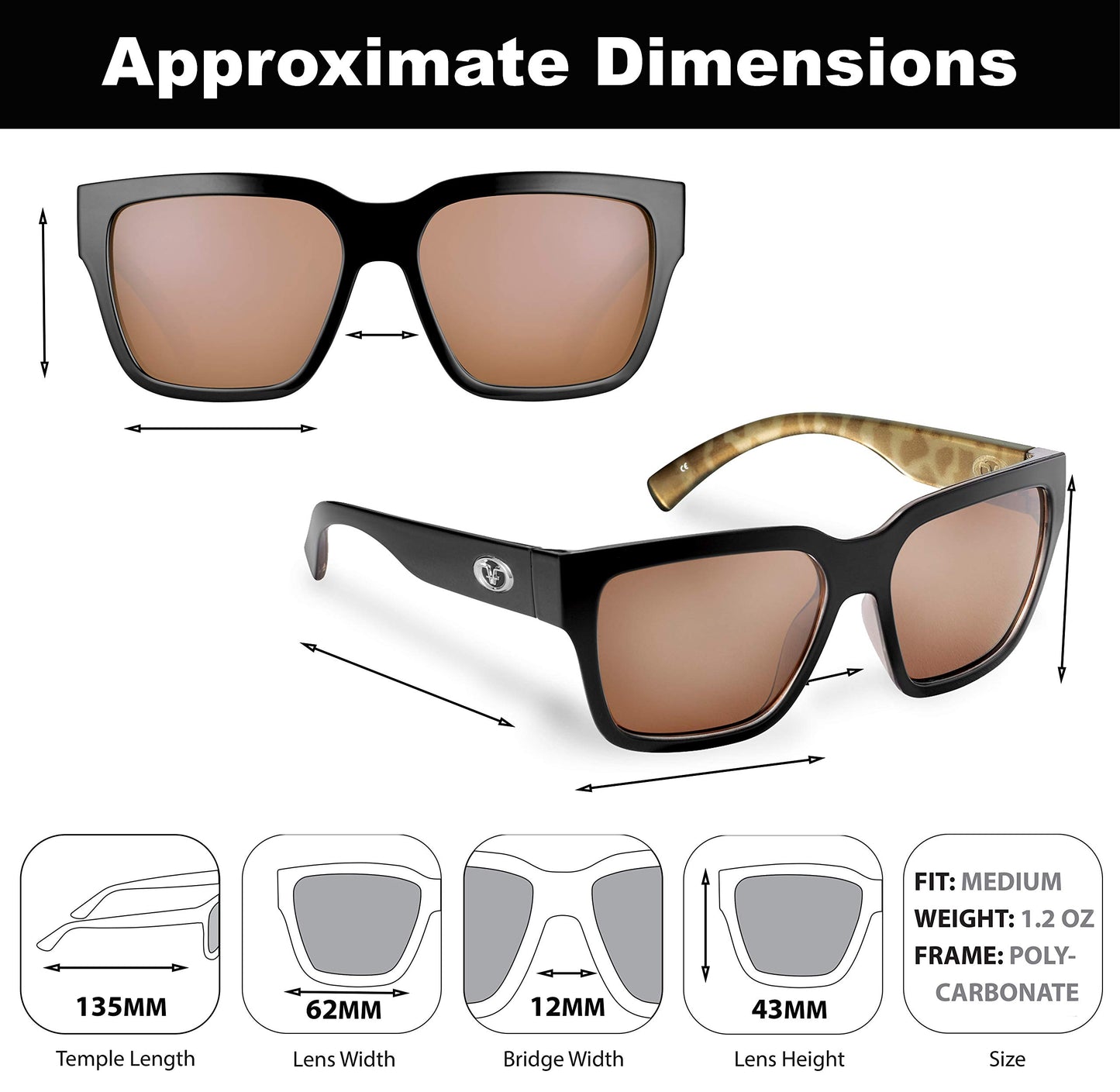 Flying Fisherman unisex adult Harper Sunglasses, Gloss Black Frame/Copper-silver Mirror Lens, Medium US