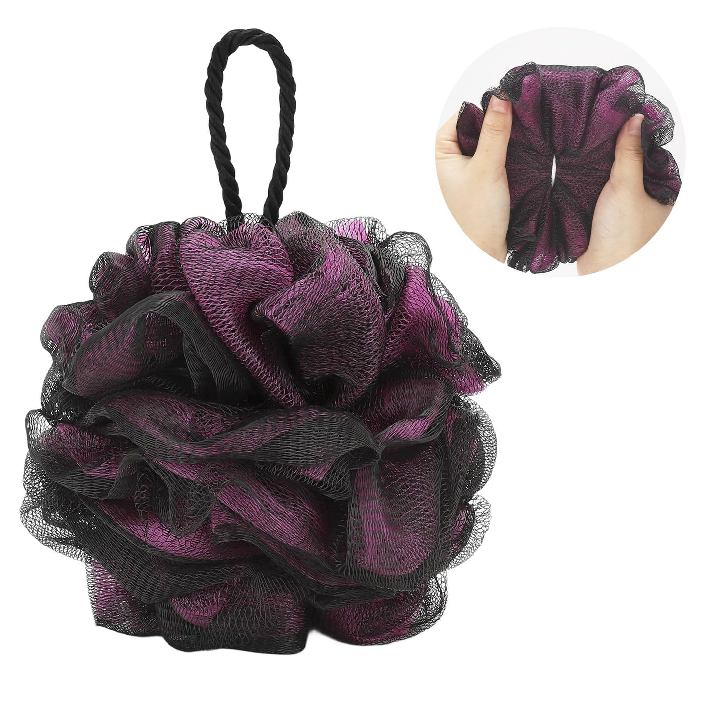 Loofah Bath and Shower Sponge Pouf, Mesh Brush Ball Exfoliating Body Scrubber Ball Pack of 4 (60g/pcs)