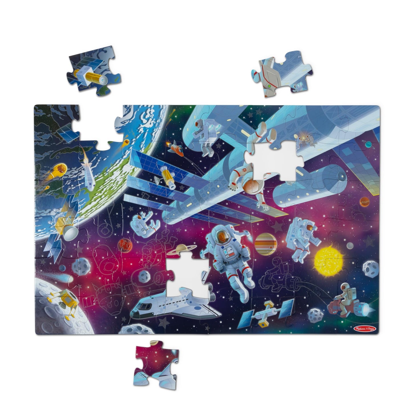 Melissa & Doug Outer Space Glow-in-The-Dark Cardboard Jigsaw Floor Puzzle – 48 Pieces, for Boys and Girls 3+ - FSC-Certified Materials
