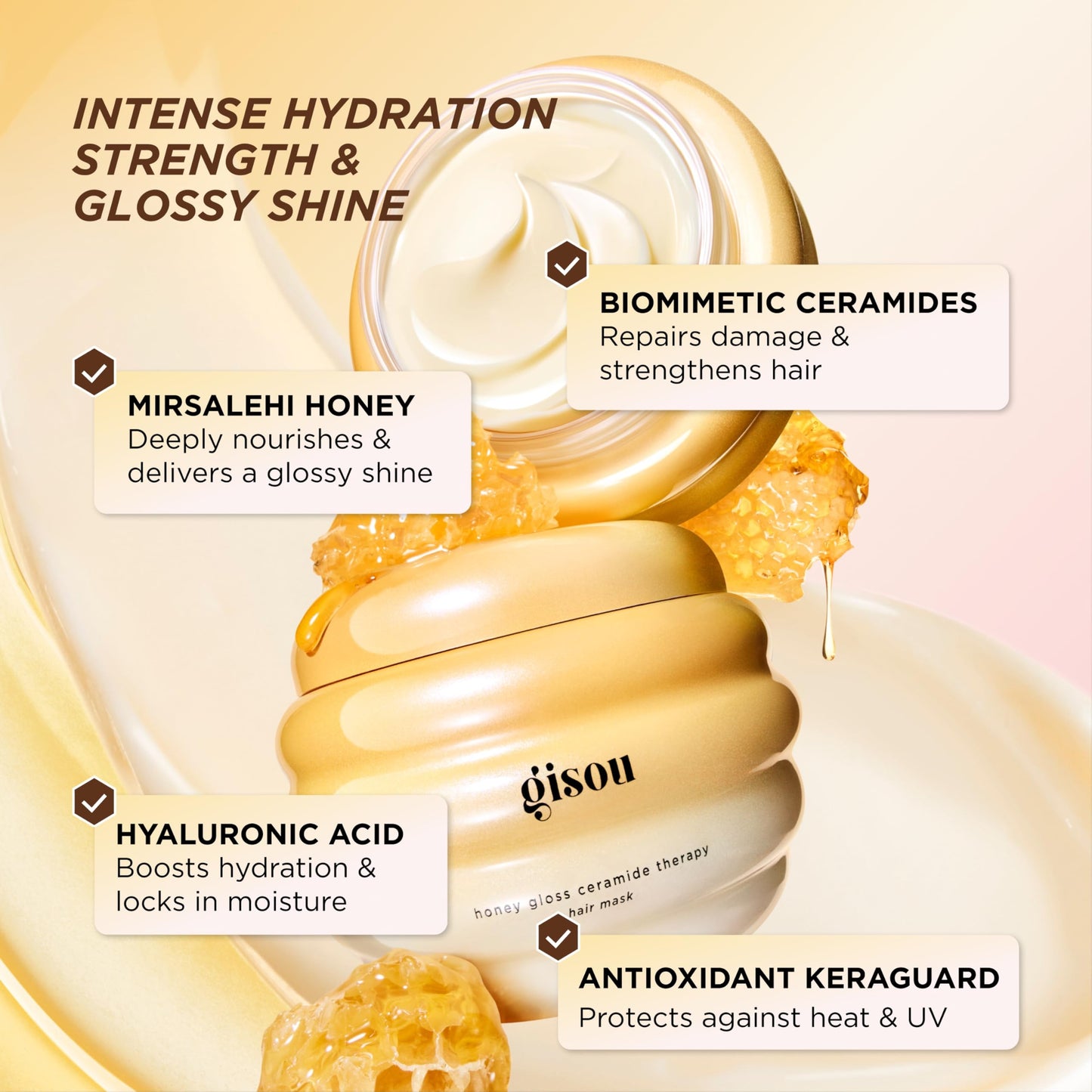 Gisou Honey Gloss Ceramide Therapy Hair Mask (7.8 fl oz) Beauty and Personal Care Gisou