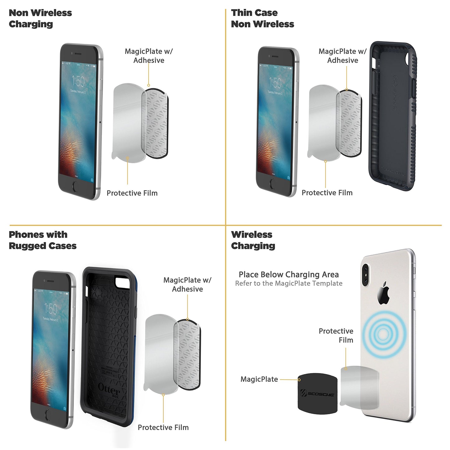 Scosche X-Large MagicMount Passive Window Stand Holder - Black