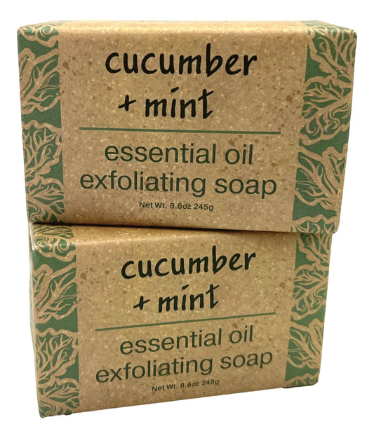 Greenwich Bay Trading Co, Essential Oil Cucumber and Mint Exfoliating Bath Bar Soap, Set of 2, 8.6 Ounces Each