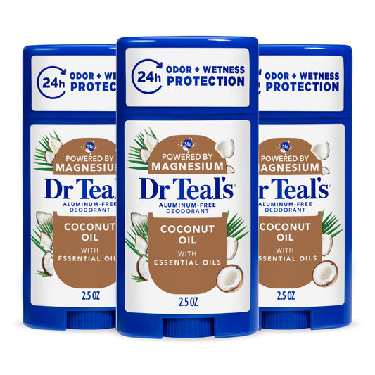 Dr Teal's Aluminum-Free Deodorant, Coconut Oil with Essential Oils, 2.5 oz (Pack of 3) Beauty and Personal Care Dr Teal's